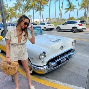 Beige Romper with belt